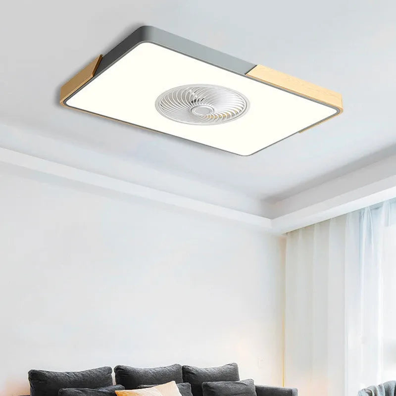 White Nordic ceiling fan lamp with integrated light fixture and remote control