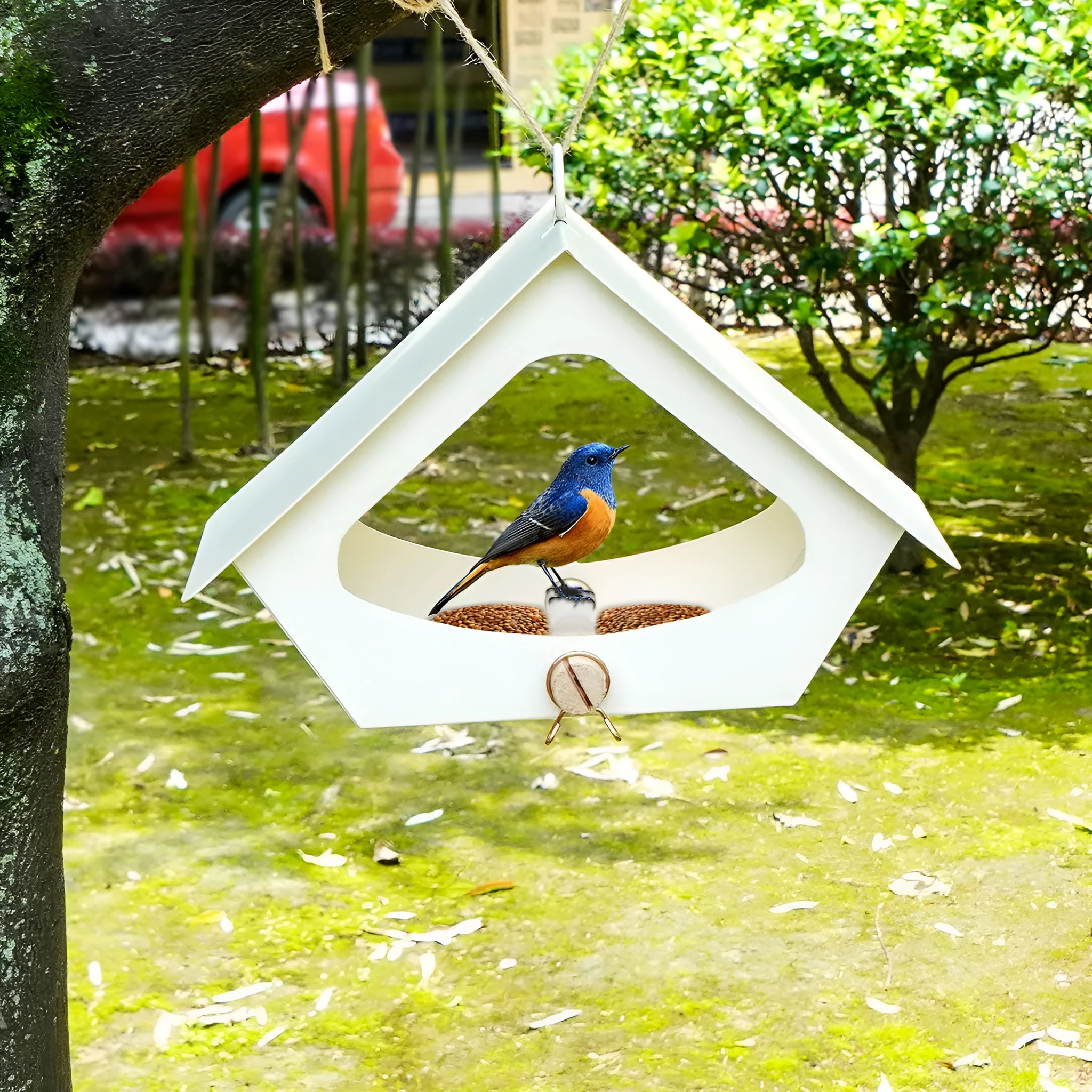 Modern simple iron bird nest birdhouse in grey or brown for outdoor garden decoration