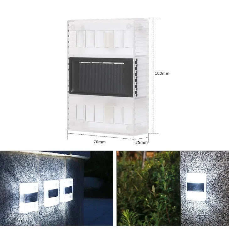 Solar garden wall light with LED illumination for outdoor decorative lighting