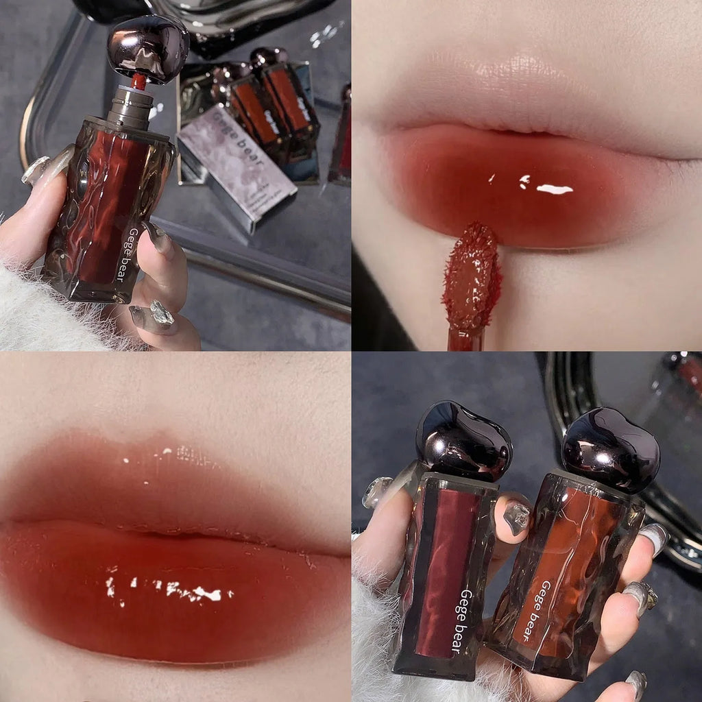 Glacier Lava Lip Lacquer mirror makeup in water-light finish with seven colour options