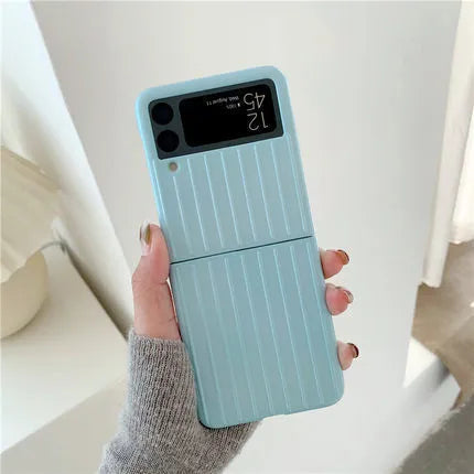 Samsung Z Flip3 ultra-thin flip phone case in black, red, pink, silver, gold, sky blue, and light green colours.
