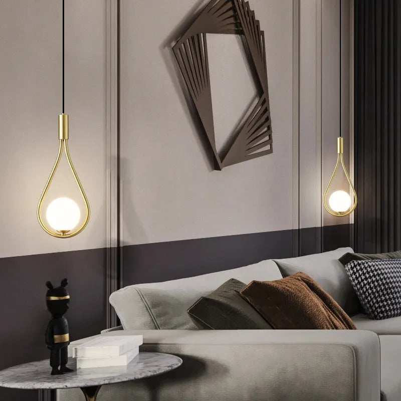 Copper modern minimalist bedroom bedside chandelier with three colour cover options