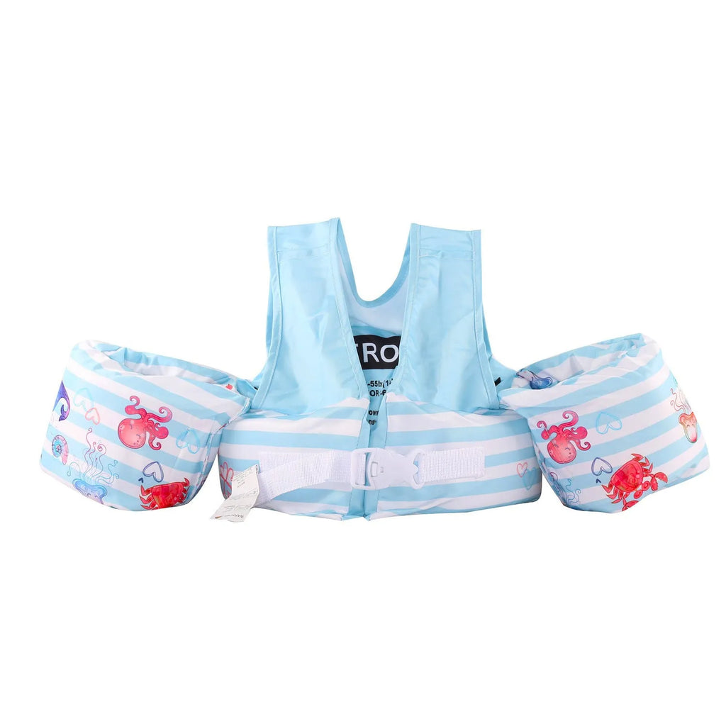 Cartoon children's swimming arm bands with lengthened arm ring design in various patterns including watermelon pineapple and blue crab