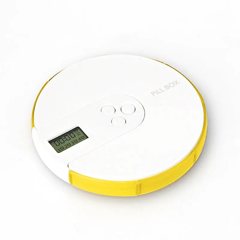 7-compartment alarm clock pill dispenser with medication reminders in multiple colour options