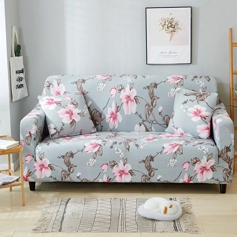 Elastic all-inclusive polyester sofa cover with striped pattern in multiple colours