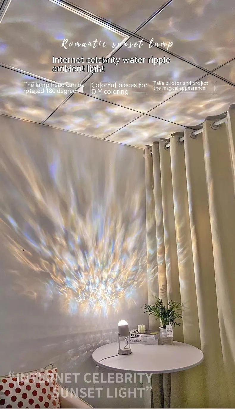 Dynamic water ripple atmosphere table lamp with ceiling or desktop placement options