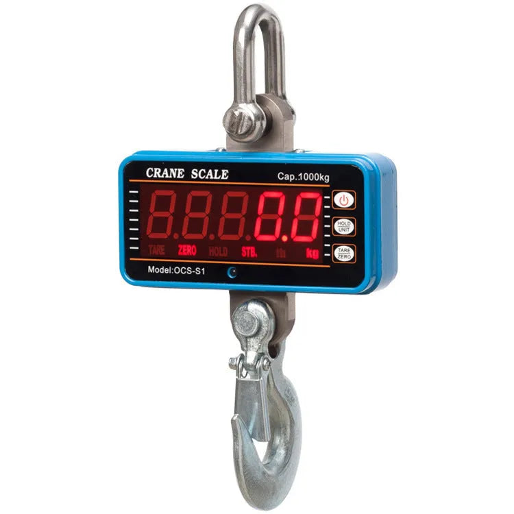 Orange electronic crane scale with digital display for 500kg capacity warehouse weighing