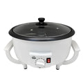 Oblate white coffee roasting machine with a 225mm base for home bean roasting.