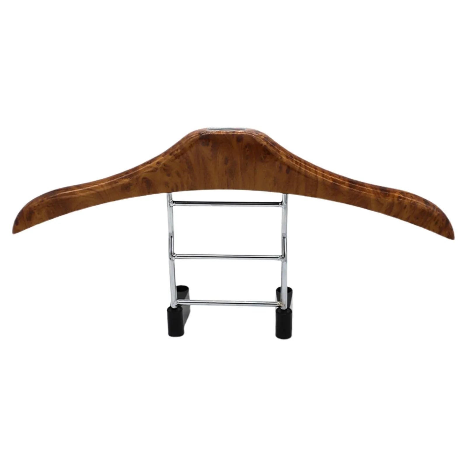 Wood yellow stainless steel car clothes hanger with detachable hooks for seat backs.