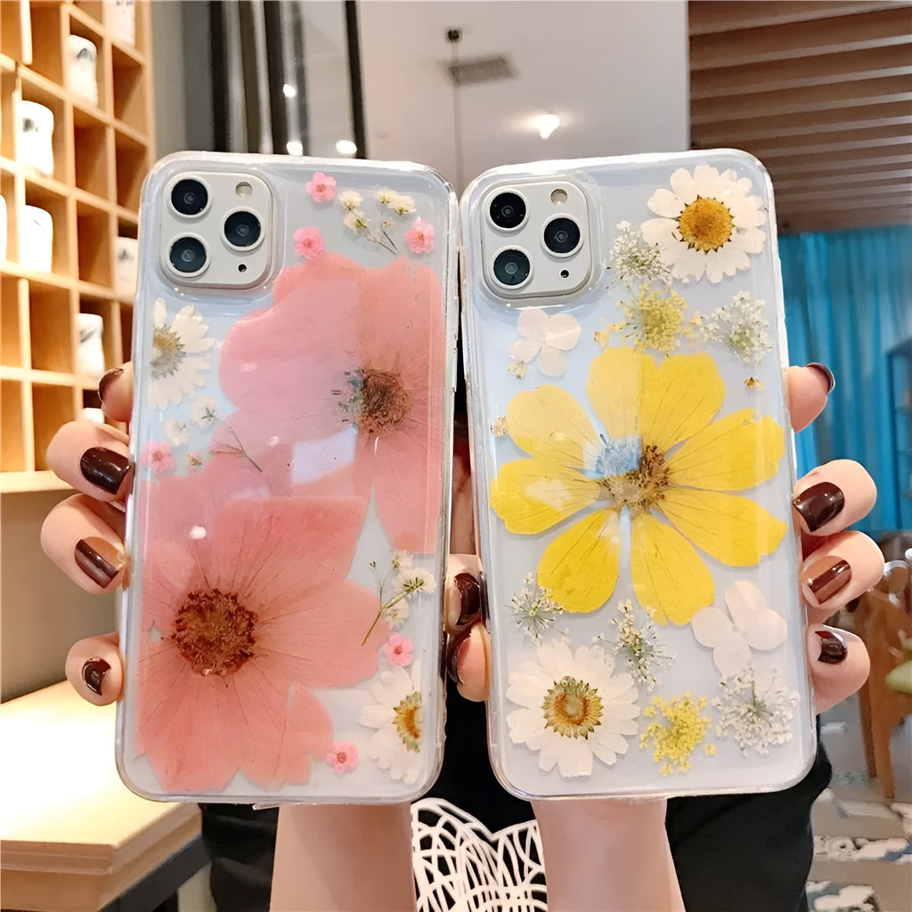 Floral TPU phone case with large flower design for iPhone models