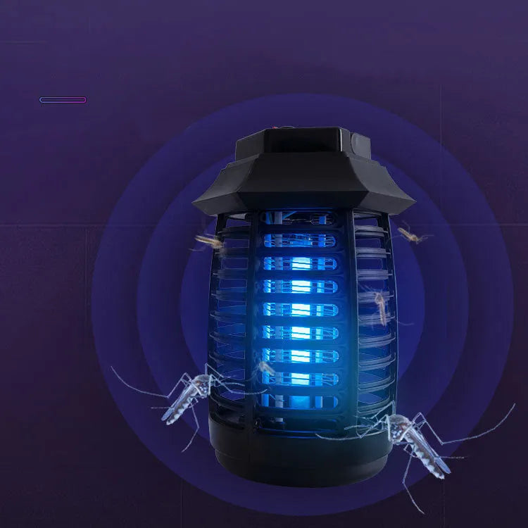 Black aromatherapy mosquito killer lamp with a decorative glow, shown with AU, EU, UK, and US plug options.