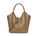 Genuine leather women's bucket bag in European retro style with hand holding strap