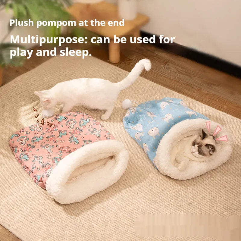 Flannel cat sleeping bag nest pet bed measuring 50cm by 40cm with PP cotton filling