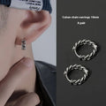Men's copper geometric hip hop earrings in 10mm and 14mm sizes showing single and pair options