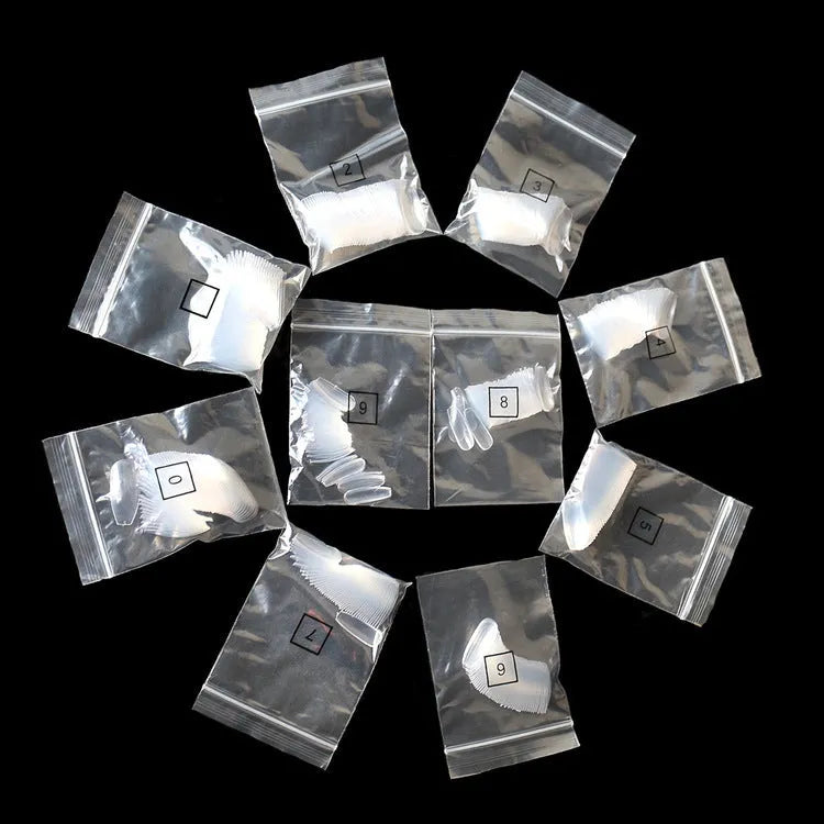 500 transparent false nails in natural clear colour with 10 different sizes for professional or home use