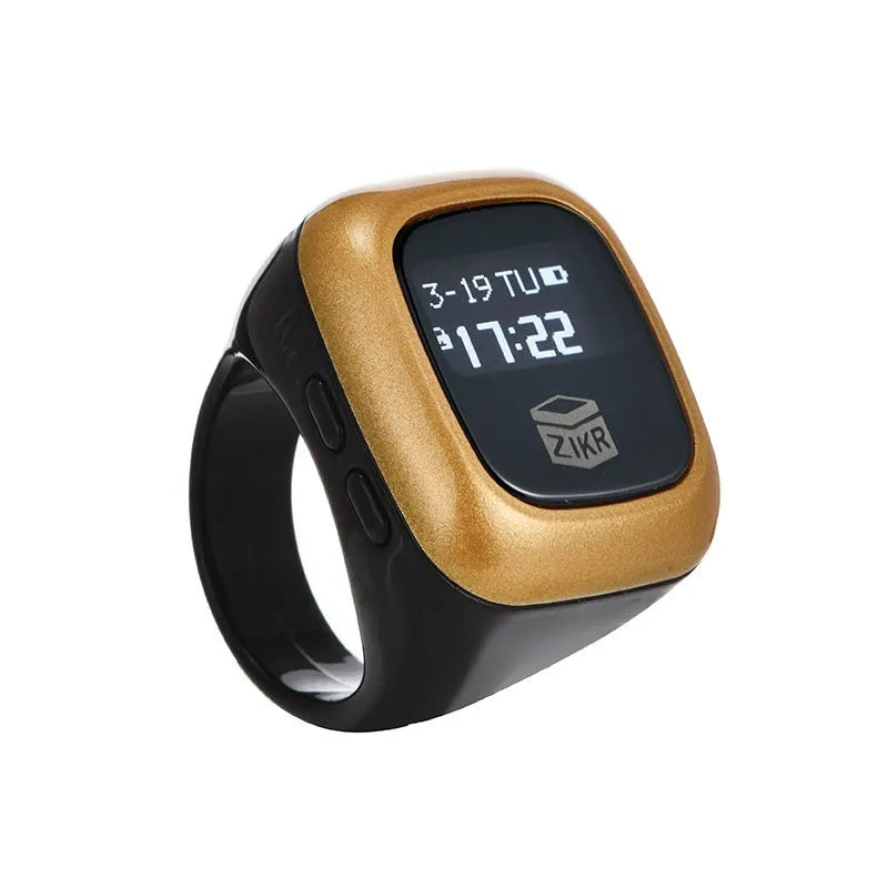 Al-Fatiha Zikr electronic counter unit showing digital display, compatible with watch straps.