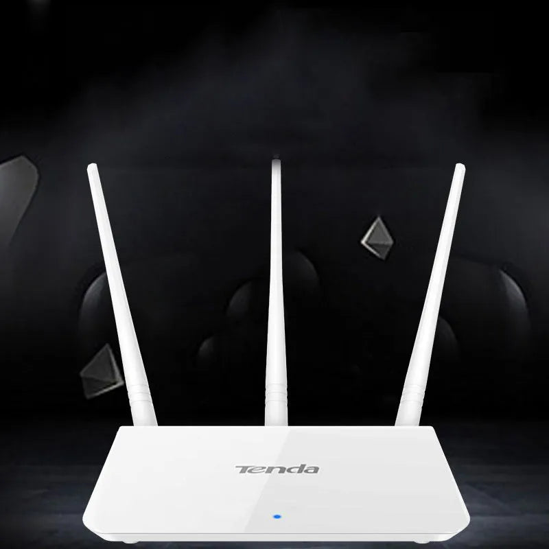 White wireless router for home broadband with dual-band 2.4GHz and 5GHz support.