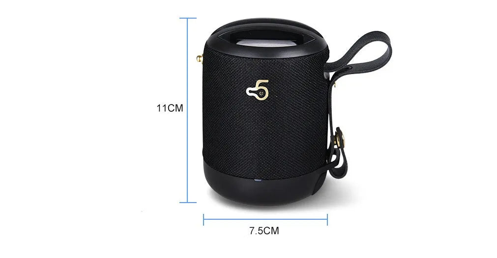 Portable wireless bluetooth speaker with leather case in black, blue, camouflage, grey, or red colour options.