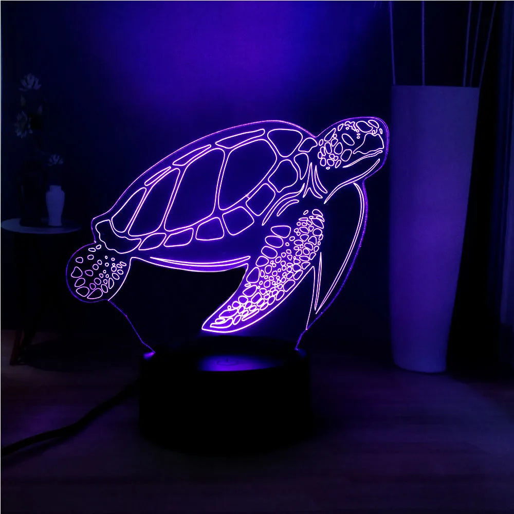 3D LED turtle night light with 16 colour options and remote control