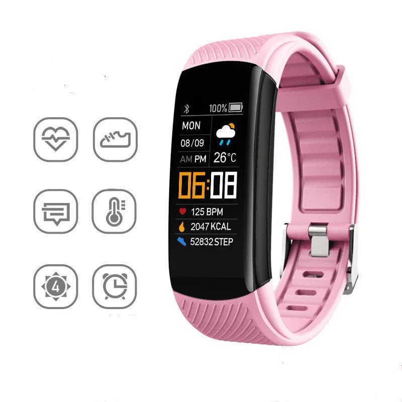 C5S model smart fitness bracelet with colour screen on a flexible TPU wrist strap