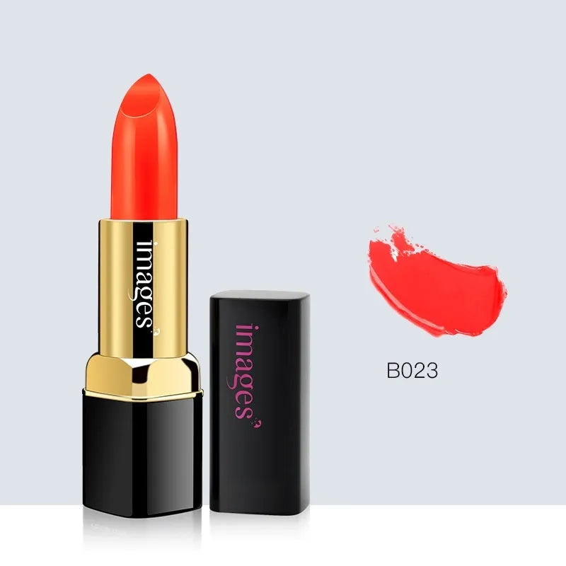 Moisturising lipstick tube in a choice of 10 colours including coral red and barbie pink.
