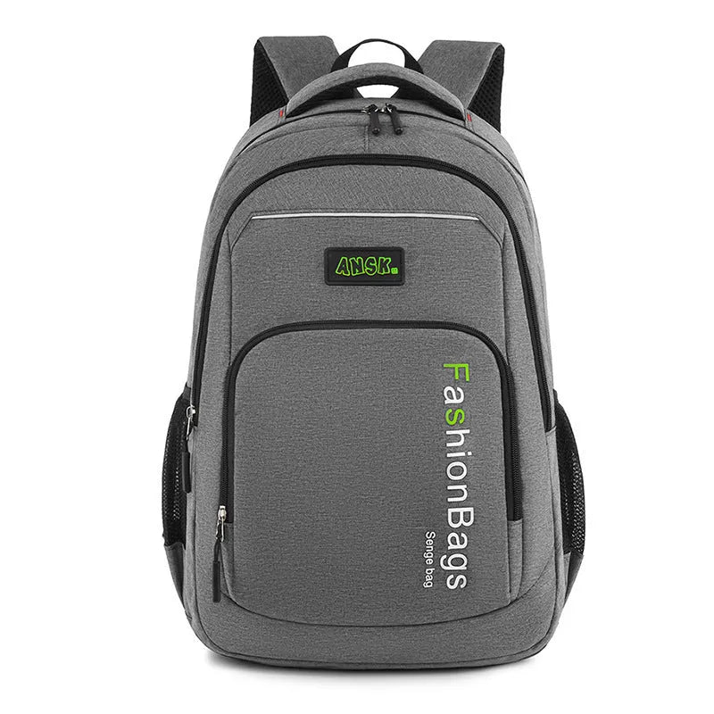 20L nylon fashion backpack showing organisational compartments including computer bag and shoulder straps in available colours