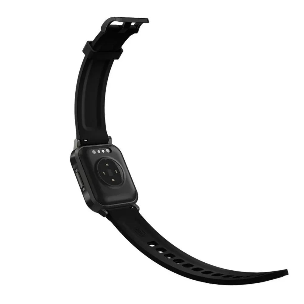 Black waterproof smart bracelet with a 1.4-inch screen on a silicone wrist strap.