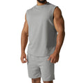 Men's sleeveless sports suit set in cotton blend fabric with matching shorts