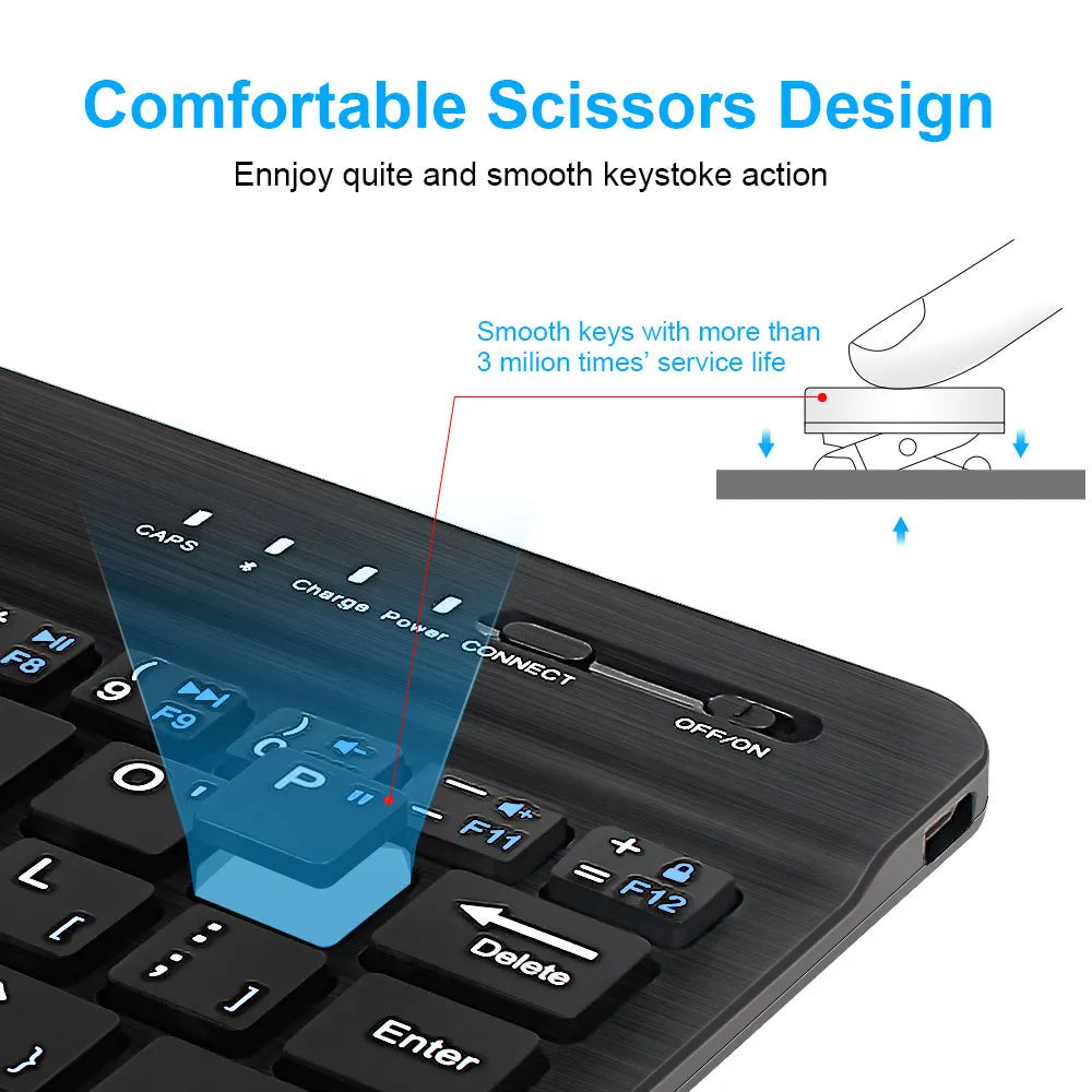 Black or white mini Bluetooth wireless keyboard for 7 9 or 10 inch tablets
