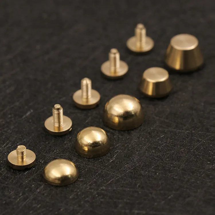 Brass decorative foot nails in 10x6mm and 12x7mm sizes for leathercraft