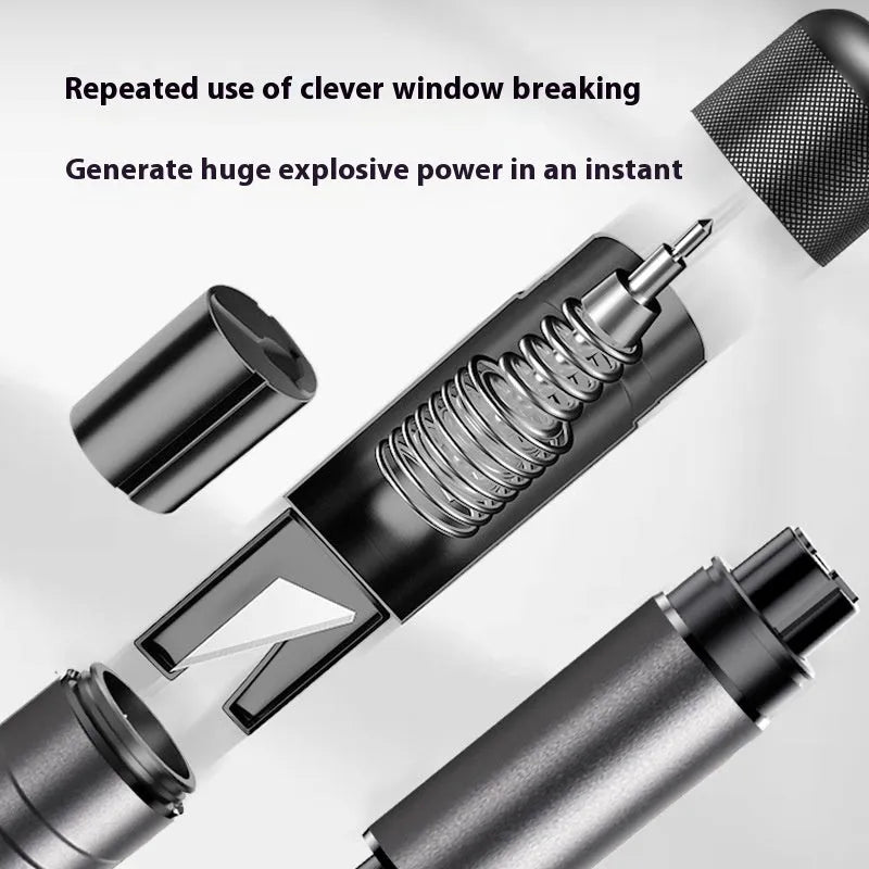 Gun grey car safety hammer with aluminium alloy construction and bearing steel impact head for emergency window breaking