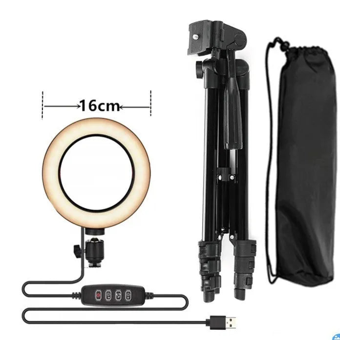 Adjustable aluminium live phone stand extended to various heights between 35 and 110 centimetres.