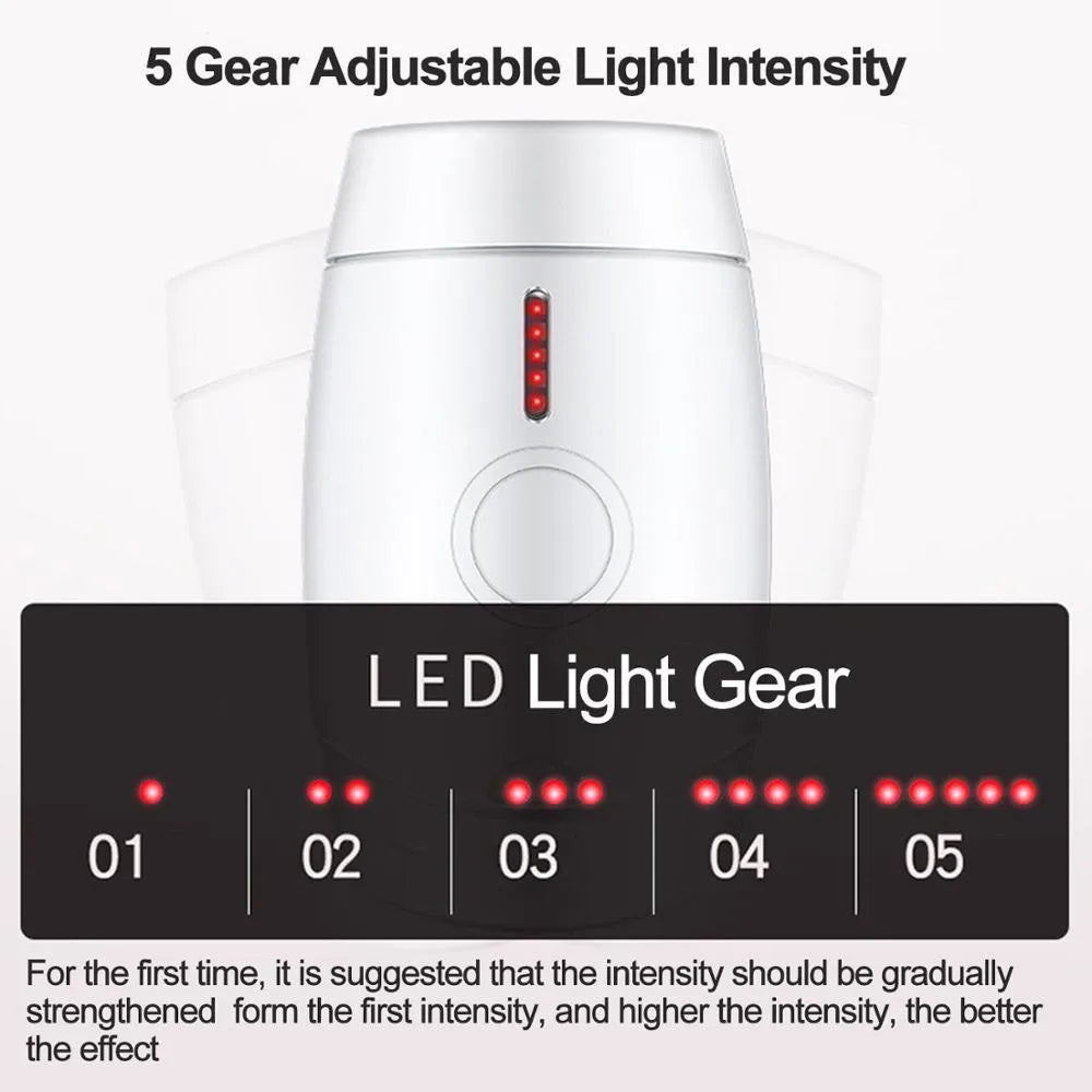 White home laser hair removal instrument with display screen and adjustment buttons