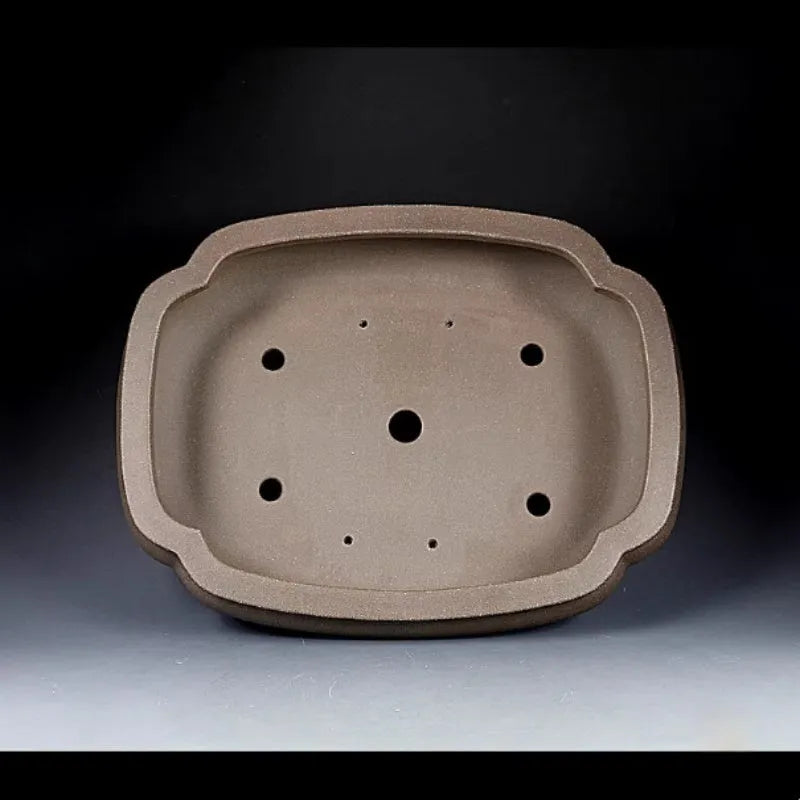 Handmade antique papaya-shaped purple clay flower pot measuring 46x35.5x11cm