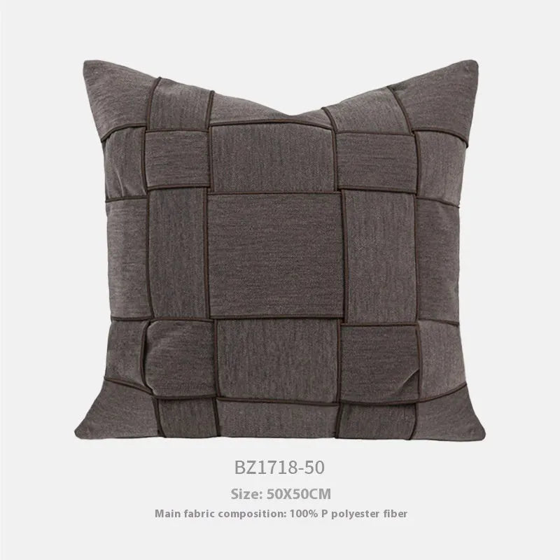 Chenille woven 50x50cm pillow cushion in seven colour options with feather velvet core