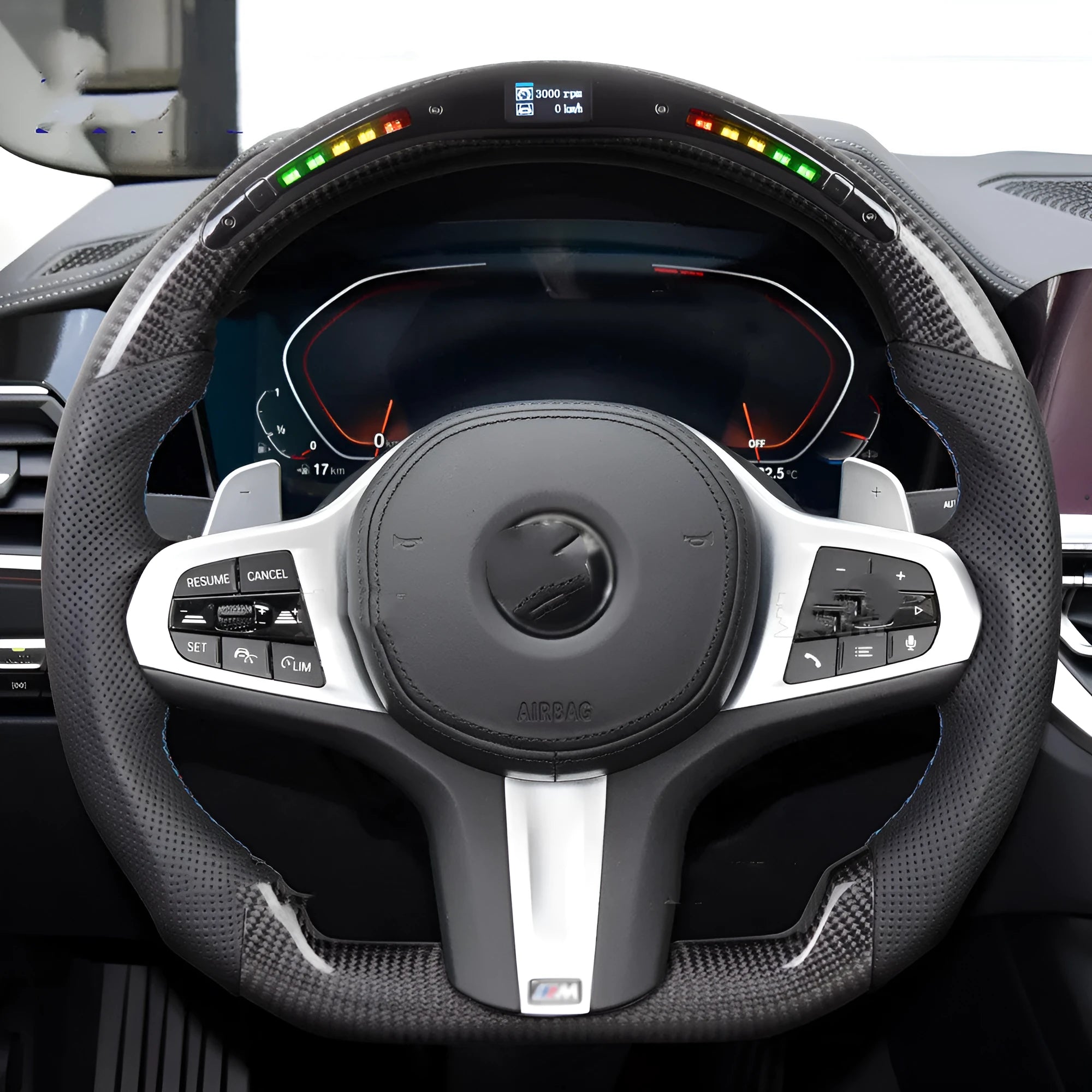 Black carbon fibre BMW steering wheel with LED display and heating for X3 X5 models