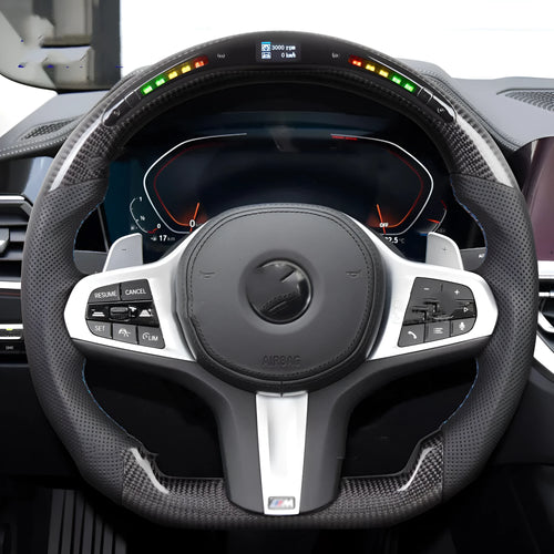 Black carbon fibre BMW steering wheel with LED display and heating for X3 X5 models