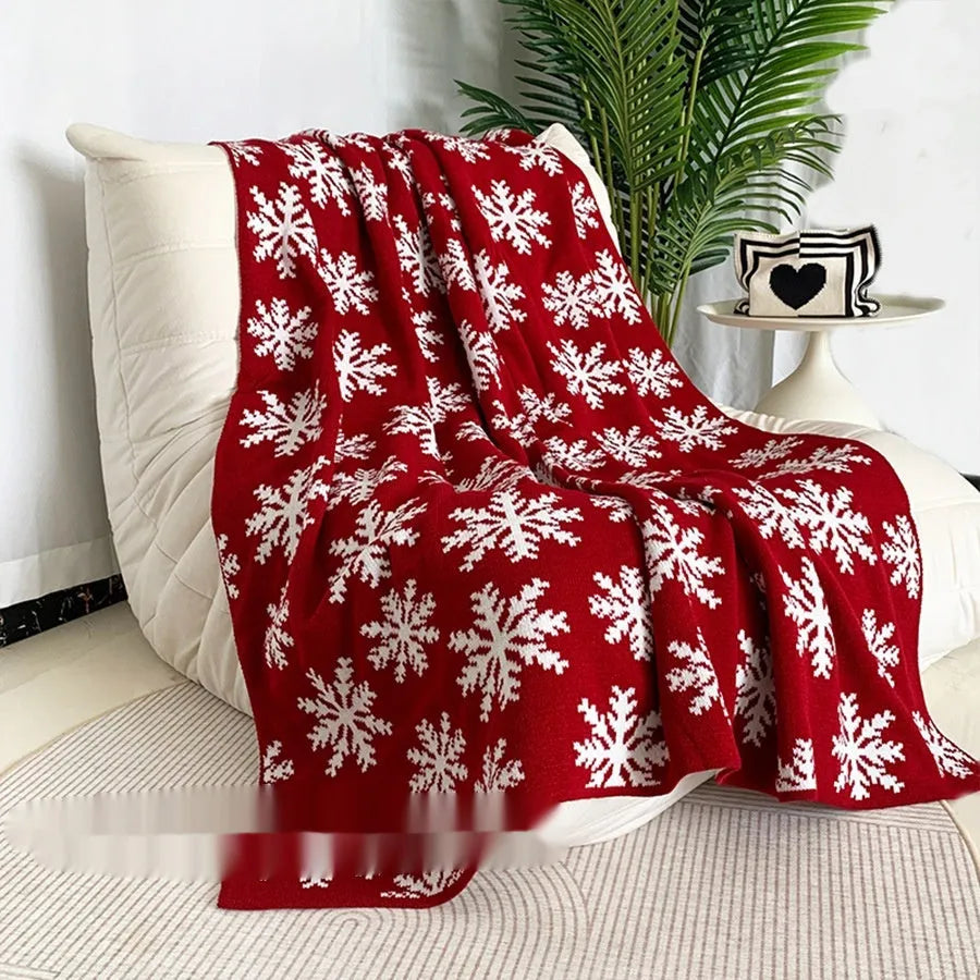 Personalised acrylic Christmas blanket with festive snowflake design in red colours