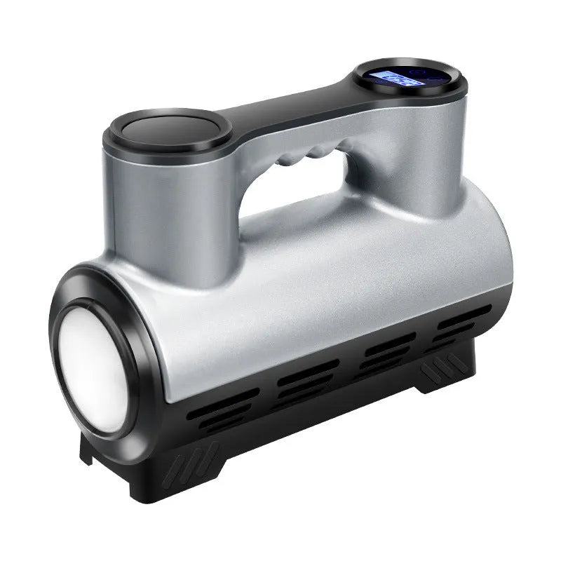 12V portable car air pump with digital display, ABS housing, and air nozzles for tire inflation