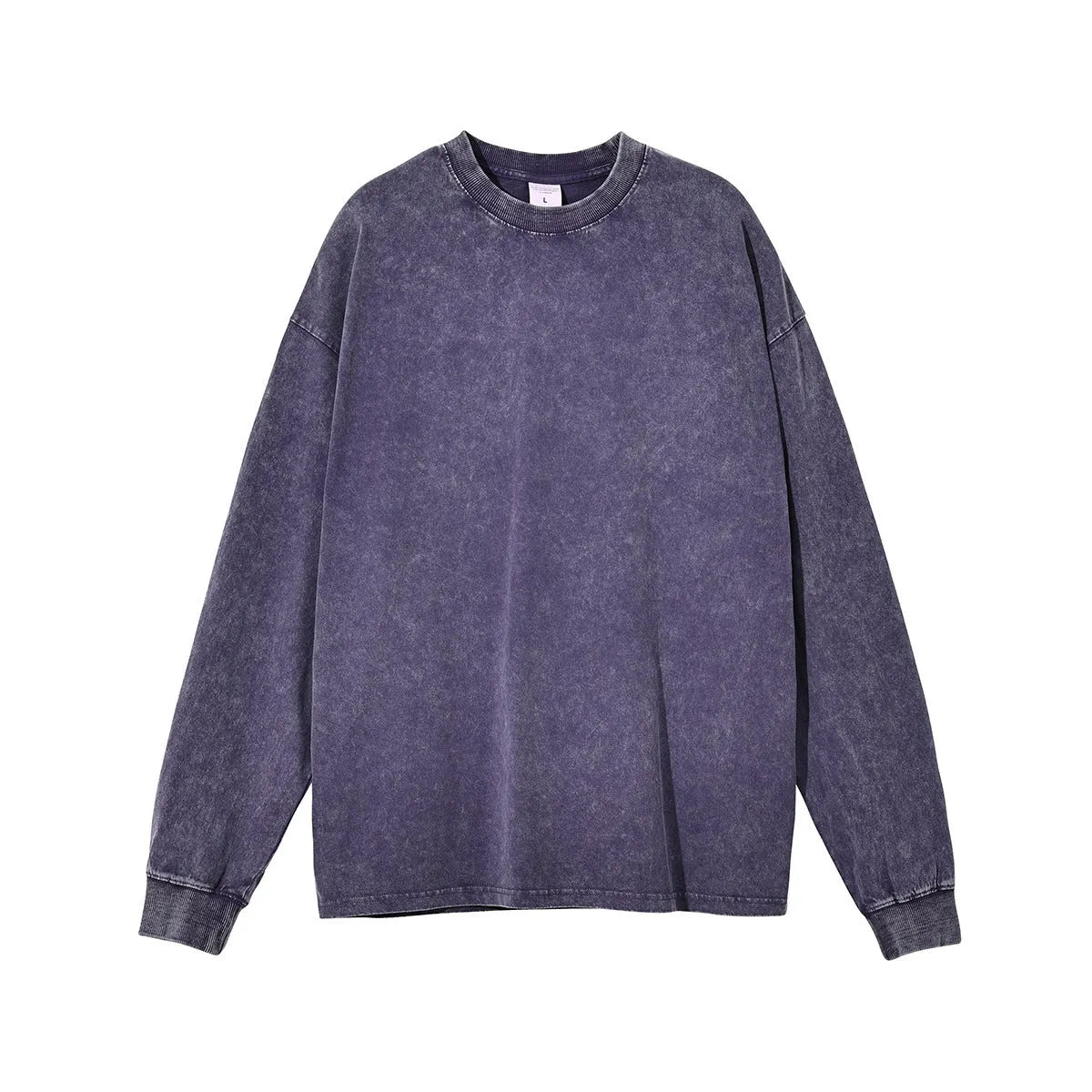 Men's vintage washed batik cotton long sleeve loose pullover tee shirt