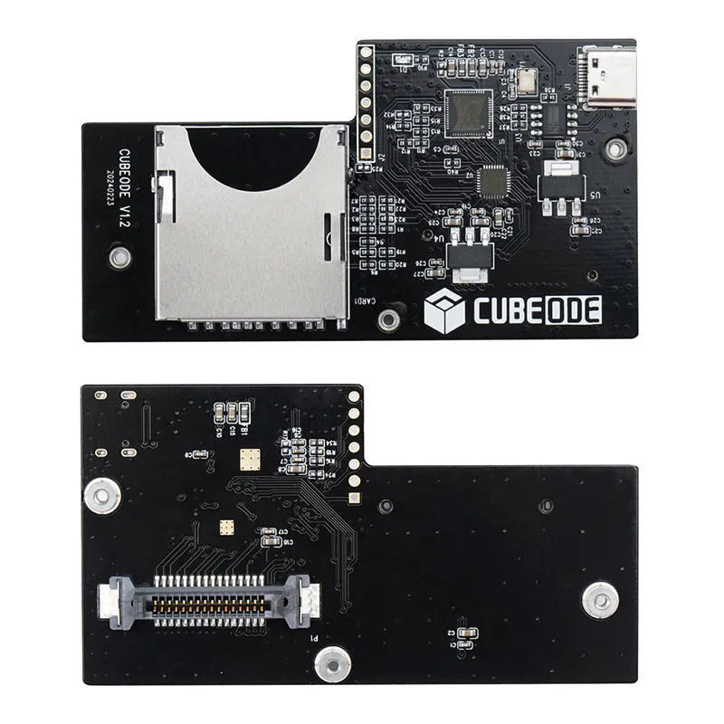 NGC CUBEODE V12 optical drive simulator with ABS housing, tray adapter, and stand for Gamecube