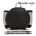 Black Oxford cloth basketball training bag with a single shoulder strap, shown next to a basketball.