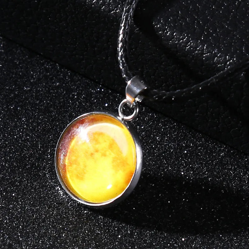 Christmas constellation glass pendant necklace with luminous alloy chain in one of ten colour options