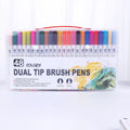 Set of watercolour pens with vibrant coloured barrels for drawing and painting.