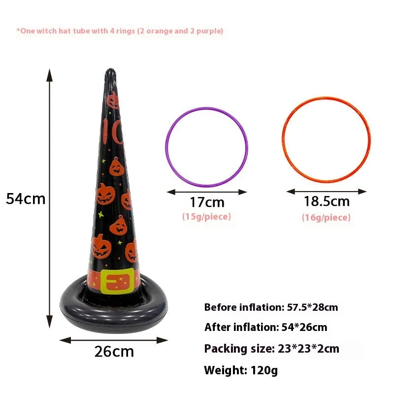 PVC inflatable throwing toy showing octopus, antlers, witch hat, spider, Santa Claus, and rabbit ear styles for Ghost Festival games