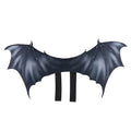 Black cloth bat wing Halloween costume for pets shown in three sizes