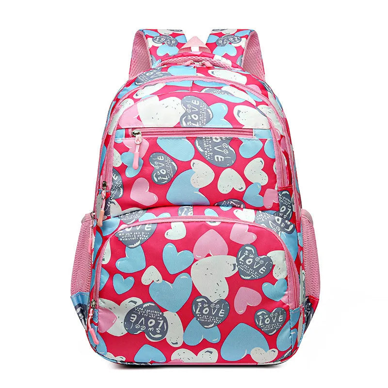 Blue children's school backpack with air pillow shoulder belts and large capacity storage compartments