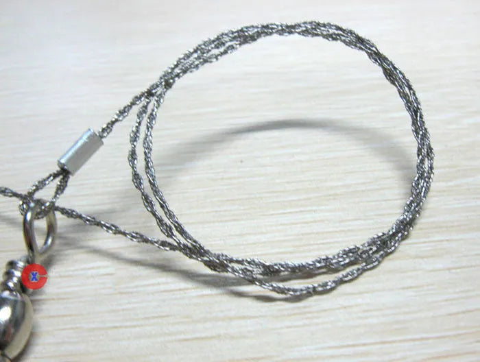 70cm stainless steel survival wire saw with pull ring and hoop handles for outdoor cutting