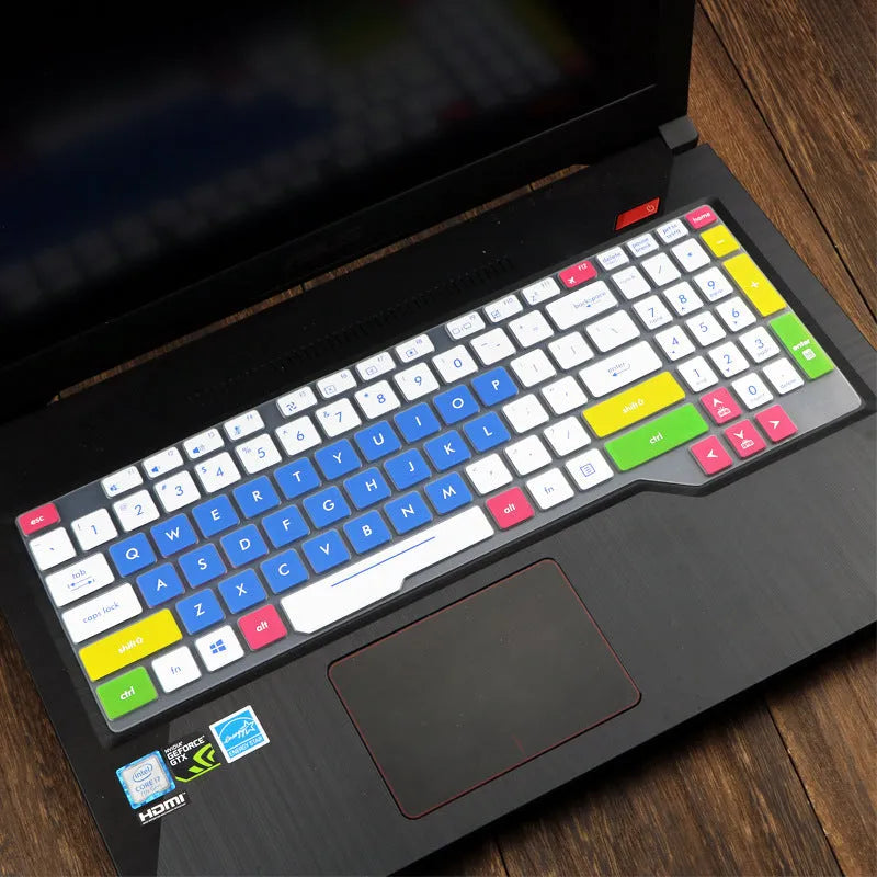 ASUS Flight laptop keyboard protective film cover in multiple colour options on a laptop.