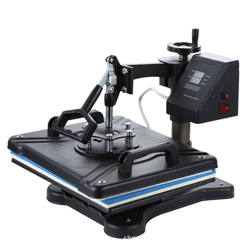 Black thermal transfer machine for T-shirt and fabric printing with 70x70x35 cm dimensions